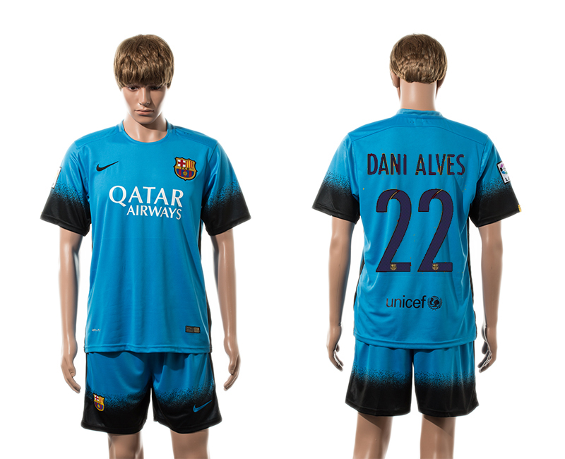 2015-16 Barcelona 22 DANI ALVES Third Away Jersey